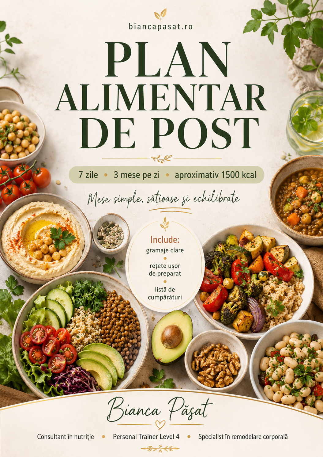 Plan alimentar de post – 7 zile | Aproximativ 1500 kcal